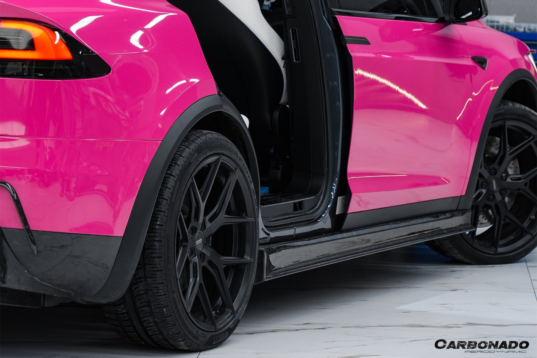 2016 - 2021 Tesla Model X SUV RZS Style Carbon Fiber Side Skirts